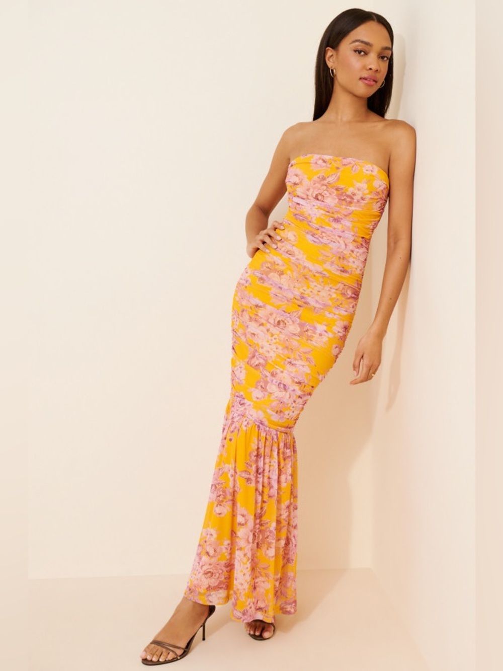 BNWT Anthropologie BHLDN Mesh Strapless Maxi Dress Wedding Guest Size Small